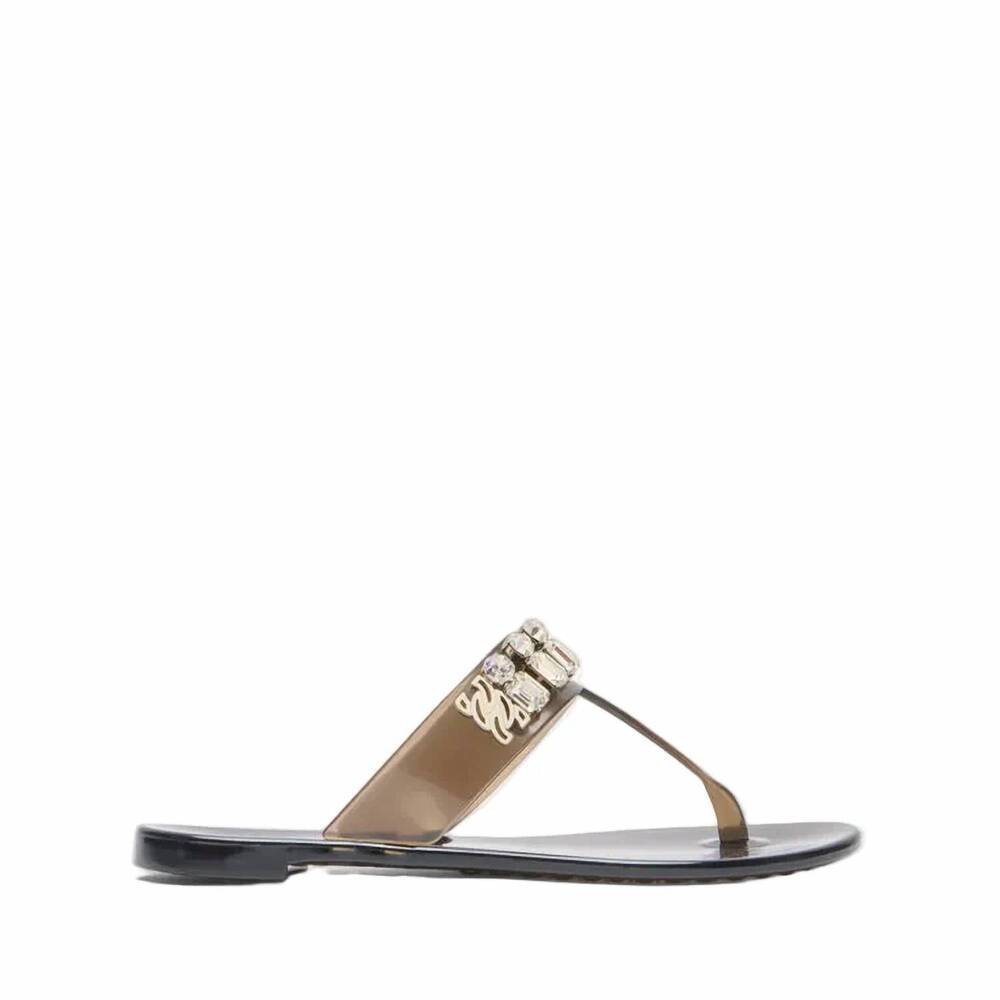 NEW CASADEI women's crystal embellished jelly sandals in black